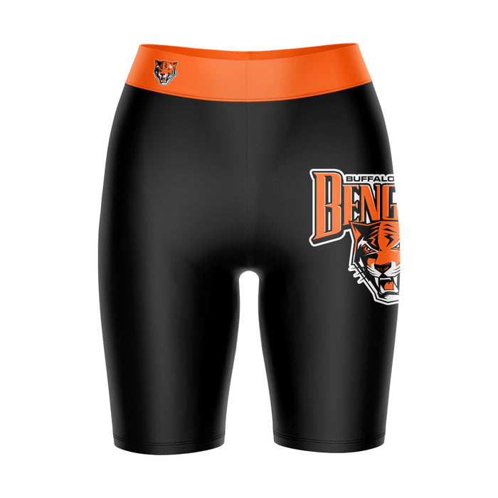 Buffalo Bengals Vive La Fete Game Day Logo on Thigh and Waistband Black and Orange Women Bike Short 9 Inseam"