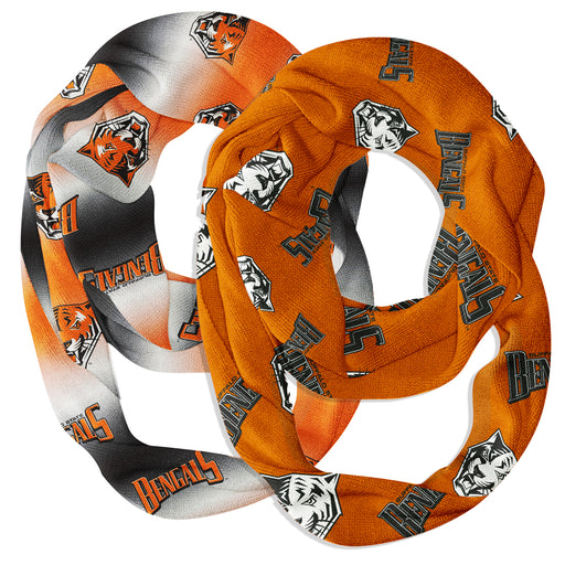 Buffalo Bengals Vive La Fete All Over Logo Game Day Collegiate Women Set of 2 Light Weight Ultra Soft Infinity Scarfs