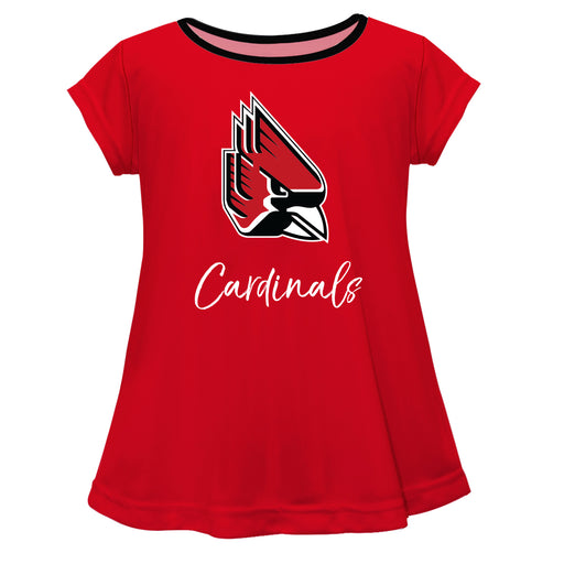 Ball State Cardinals Vive La Fete Girls Game Day Short Sleeve Red Top with School Logo and Name