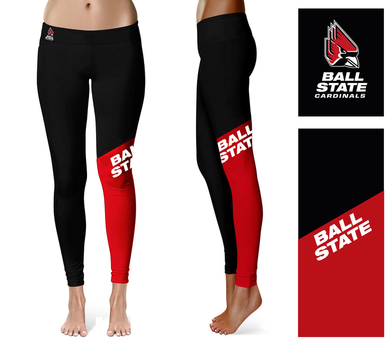 Ball State Cardinals Vive La Fete Game Day Collegiate Leg Color Block Women Black Red Yoga Leggings - Vive La Fête - Online Apparel Store