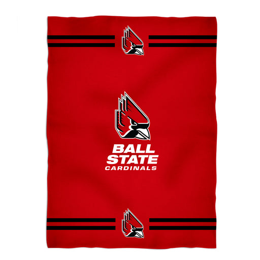Ball State University Stripes Red Fleece Blanket - Vive La Fête - Online Apparel Store