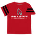 Ball State Universiy Stripe Red Tee Shirt Short Sleeve - Vive La Fête - Online Apparel Store