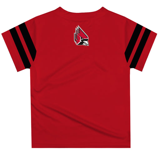 Ball State Universiy Stripe Red Tee Shirt Short Sleeve - Vive La Fête - Online Apparel Store