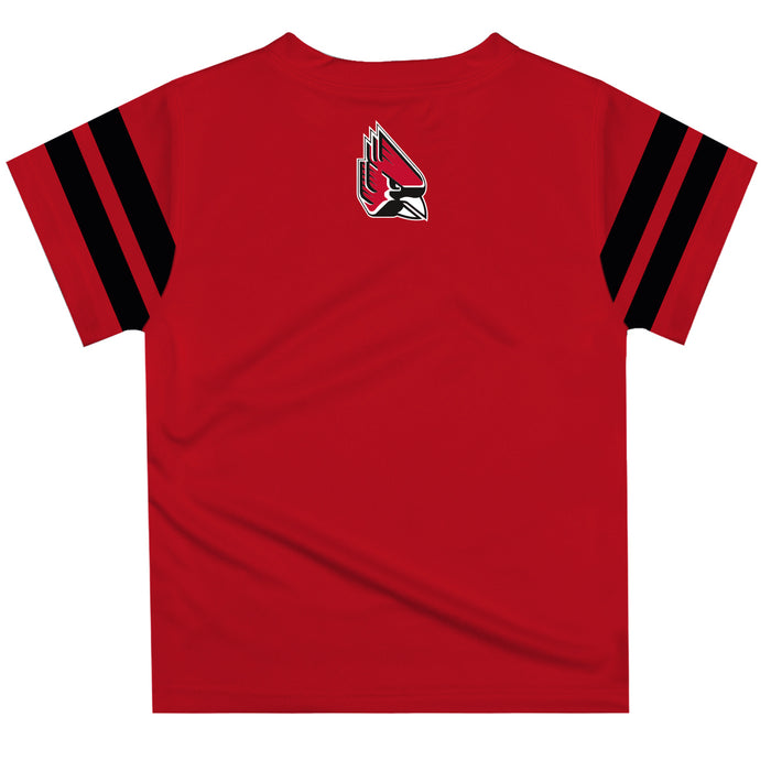 Ball State Universiy Stripe Red Tee Shirt Short Sleeve - Vive La Fête - Online Apparel Store