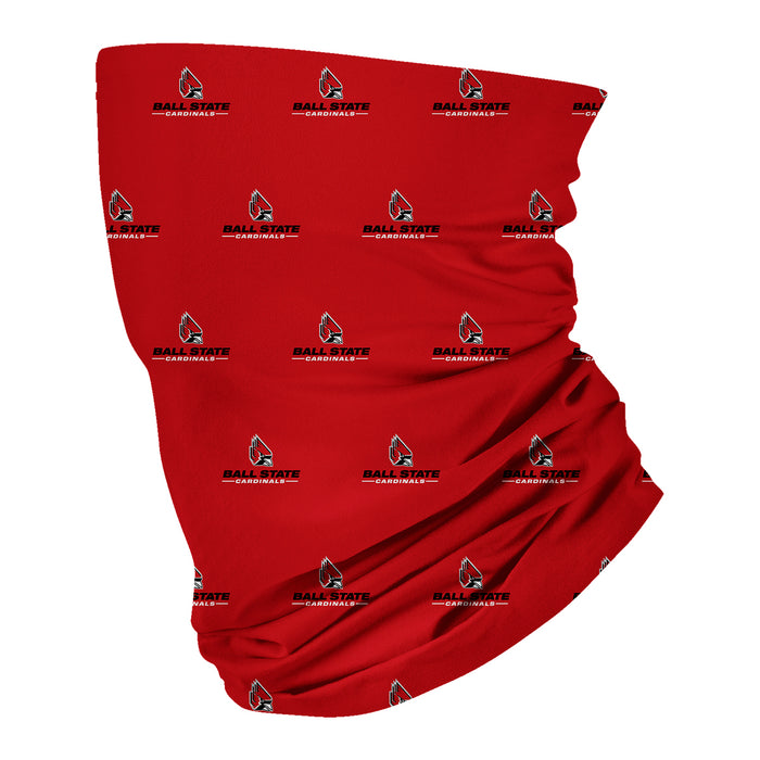 Ball State Cardinals Vive La Fete All Over Logo Game Day Collegiate Face Cover Soft 4-Way Stretch Two Ply Neck Gaiter - Vive La Fête - Online Apparel Store