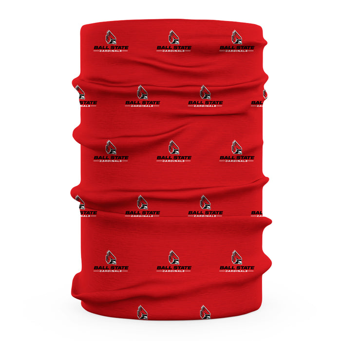 Ball State Cardinals Vive La Fete All Over Logo Game Day Collegiate Face Cover Soft 4-Way Stretch Two Ply Neck Gaiter - Vive La Fête - Online Apparel Store