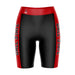 Ball State Cardinals Vive La Fete Game Day Logo on Waistband and Red Stripes Black Women Bike Short 9 Inseam