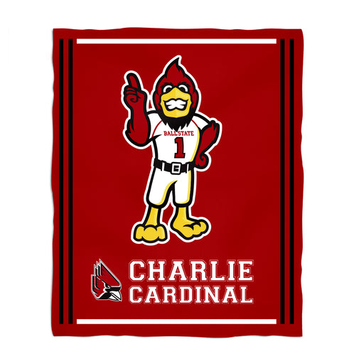 Ball State Cardinals Vive La Fete Kids Game Day Red Plush Soft Minky Blanket 36 x 48 Mascot