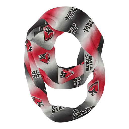 Ball State Cardinals Vive La Fete All Over Logo Game Day Collegiate Women Ultra Soft Knit Infinity Scarf