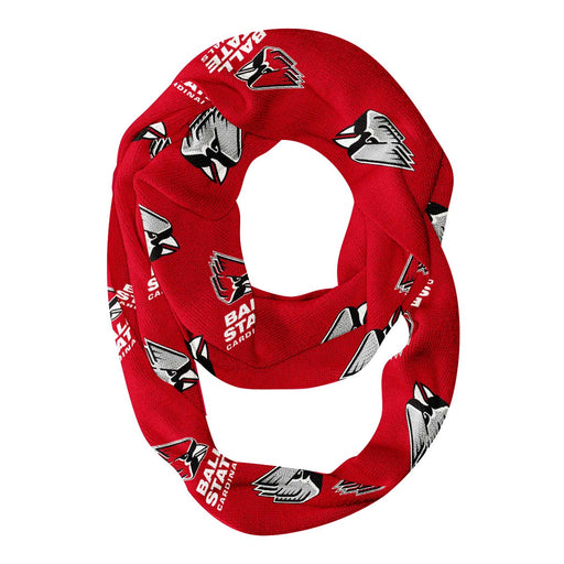 Ball State Cardinals Vive La Fete Repeat Logo Game Day Collegiate Women Light Weight Ultra Soft Infinity Scarf