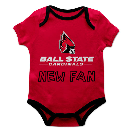 Ball State Cardinals Vive La Fete Infant Game Day Red Short Sleeve Onesie New Fan Logo and Mascot Bodysuit