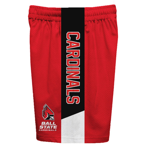 Ball State Cardinals Vive La Fete Game Day Red Stripes Boys Solid Black Athletic Mesh Short - Vive La Fête - Online Apparel Store