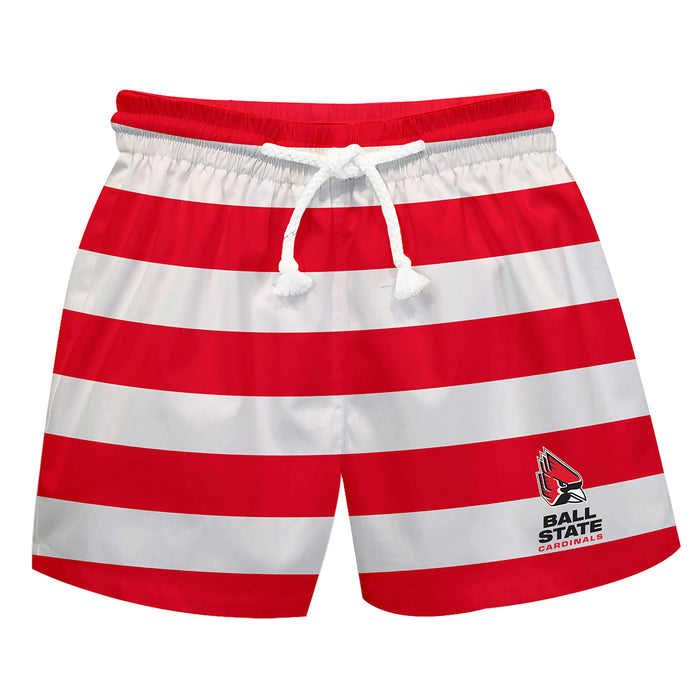 Ball State Cardinals Vive La Fete Game Day Red White Flag Swimtrunks V1