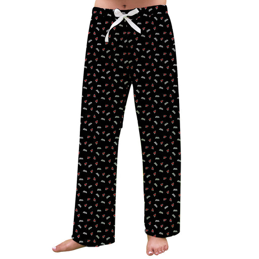 Ball State Cardinals Vive La Fete Game Day All Over Logo Women Black Lounge Pants