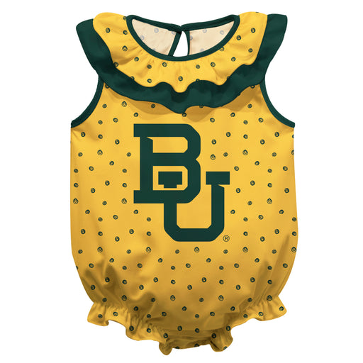 Baylor Bears Swirls Gold Sleeveless Ruffle Onesie Logo Bodysuit