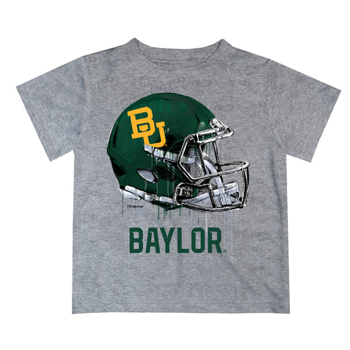 Baylor Bears Original Dripping Football Helmet Heather Gray T-Shirt by Vive La Fete