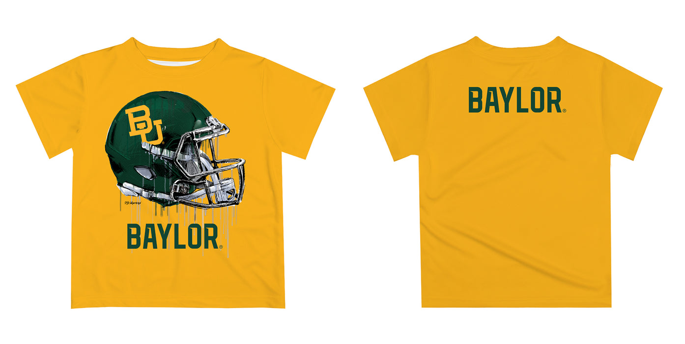 Baylor Bears Original Dripping Football Helmet Gold T-Shirt by Vive La Fete - Vive La Fête - Online Apparel Store