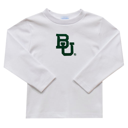 Baylor Embroidered White Knit Long Sleeve Boys Tee Shirt