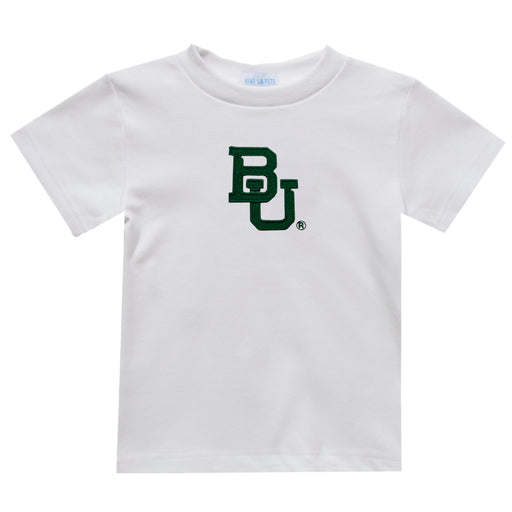 Baylor Embroidered White Knit Short Sleeve Boys Tee Shirt