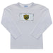 Baylor Smocked Embroidered White Knit Tee Shirt Long Sleeve