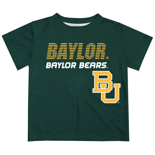 Baylor Bears Solid Stripped Logo Green Short Sleeve Tee Shirt - Vive La Fête - Online Apparel Store
