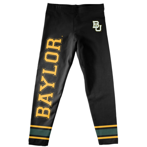Baylor Bears Verbiage And Logo Black Stripes Leggings - Vive La Fête - Online Apparel Store