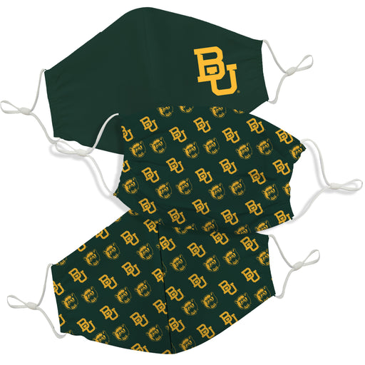 Baylor Bears Face Mask Green BU Set of Three - Vive La Fête - Online Apparel Store