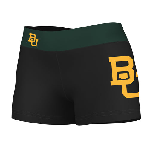 Baylor Bears Vive La Fete Game Day Logo on Thigh & Waistband Black & Green Women Yoga Booty Workout Shorts 3.75 Inseam"