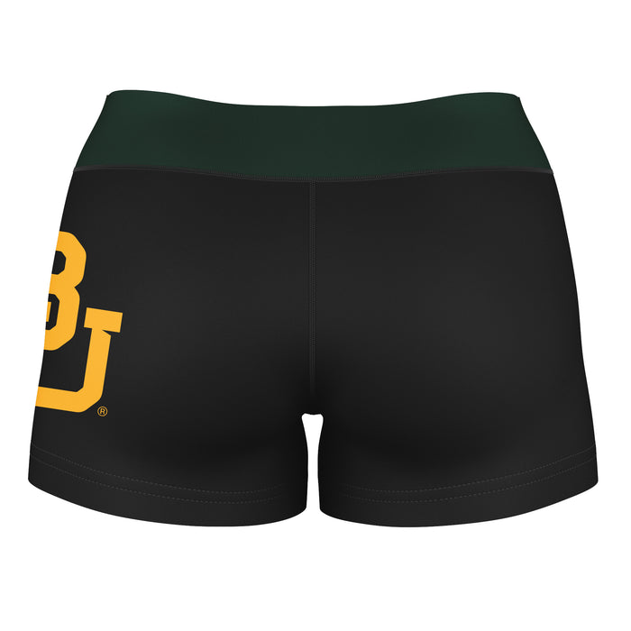 Baylor Bears Vive La Fete Game Day Logo on Thigh & Waistband Black & Green Women Yoga Booty Workout Shorts 3.75 Inseam" - Vive La Fête - Online Apparel Store