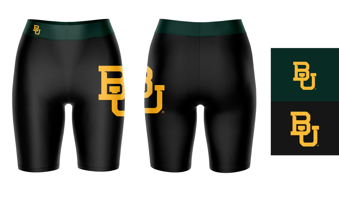 Baylor Bears Vive La Fete Game Day Logo on Thigh and Waistband Black and Green Women Bike Short 9 Inseam" - Vive La Fête - Online Apparel Store
