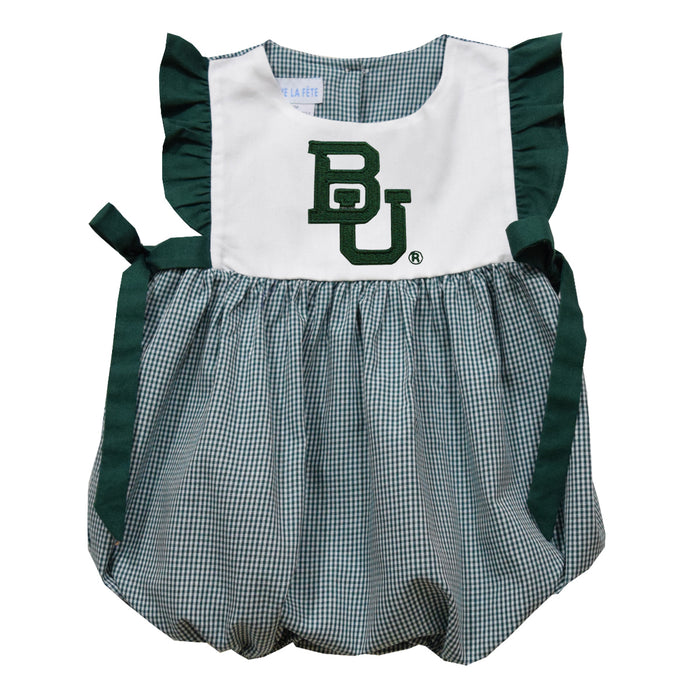 Baylor Bears Embroidered Hunter Green Gingham Girls Bubble