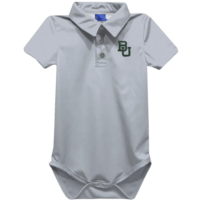 Baylor Bears Embroidered Gray Solid Knit Polo Onesie