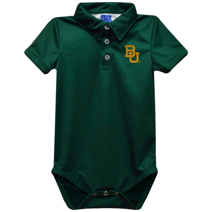 Baylor Bears Embroidered Hunter Green Solid Knit Polo Onesie