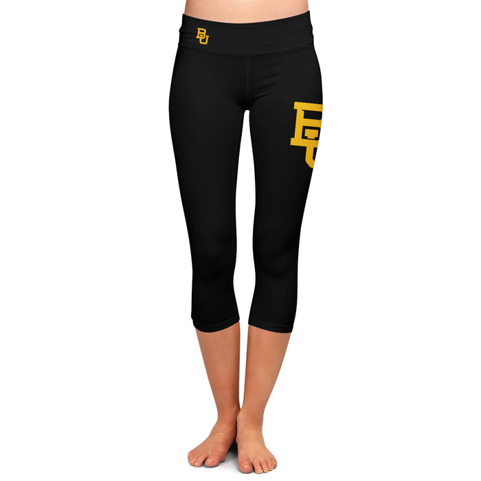 Baylor Bears Vive La Fete Game Day Collegiate Large Logo on Thigh and Waist Girls Black Capri Leggings
