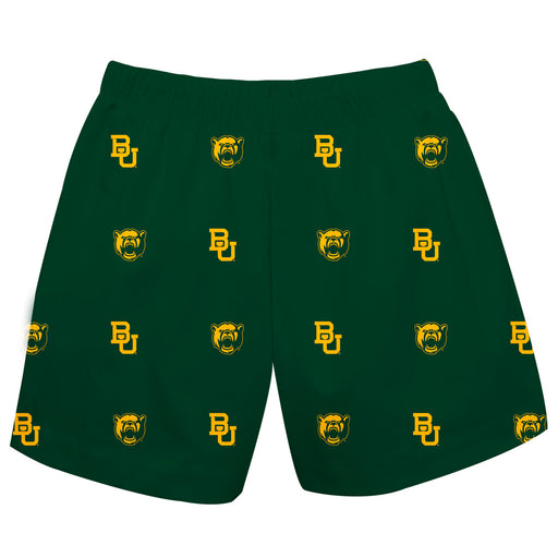 Baylor Bears Vive La Fete Boys Game Day All Over Logo Elastic Waist Classic Play Green Pull On Short