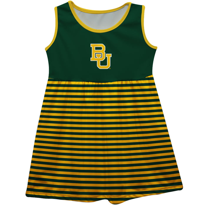 Baylor Bears Vive La Fete Girls Game Day Sleeveless Tank Dress Solid Green Logo Stripes on Skirt