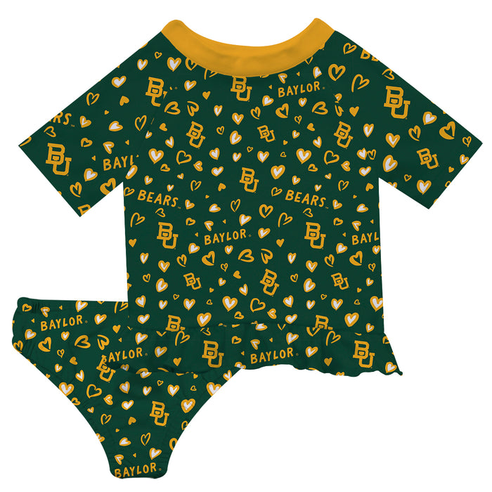 Baylor Bears Vive La Fete All Over Logo Green Long Sleeve Bikini Set