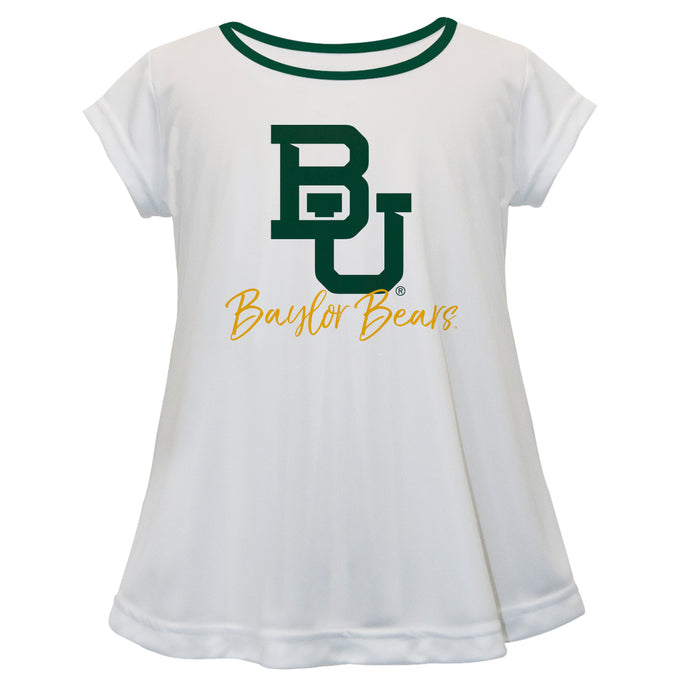 Baylor Bears Vive La Fete Girls Game Day Short Sleeve White Top with School Logo and Name