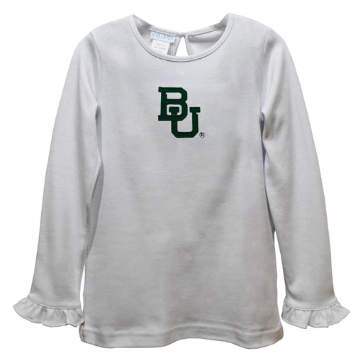 Baylor Bears Embroidered White Knit Long Sleeve Girls Blouse