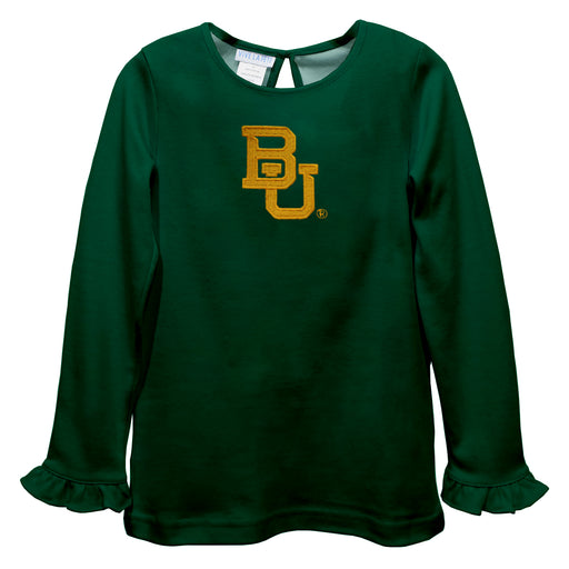 Baylor Bears Embroidered Hunter Green Knit Long Sleeve Girls Blouse