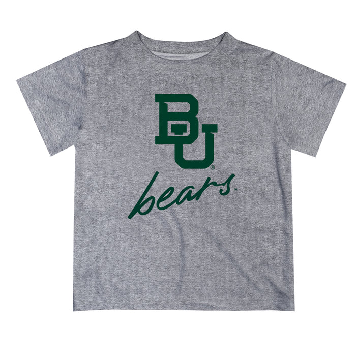 Baylor Bears Vive La Fete Script V1 Heather Gray Short Sleeve Tee Shirt