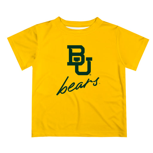 Baylor Bears Vive La Fete Script V1 Gold Short Sleeve Tee Shirt