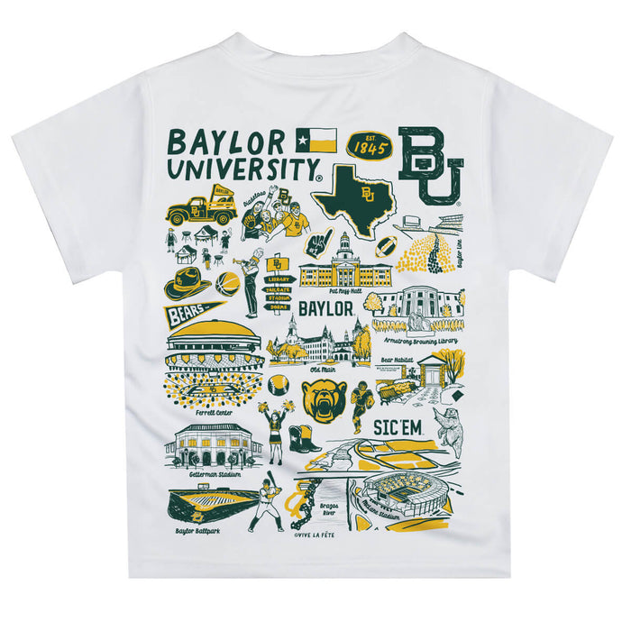 Baylor Bears Hand Sketched Vive La Fete Impressions Artwork Boys Gold Short Sleeve Tee Shirt - Vive La Fête - Online Apparel Store