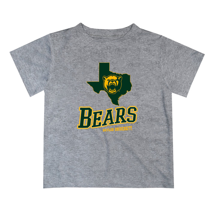 Baylor Bears Vive La Fete State Map Heather Gray Short Sleeve Tee Shirt