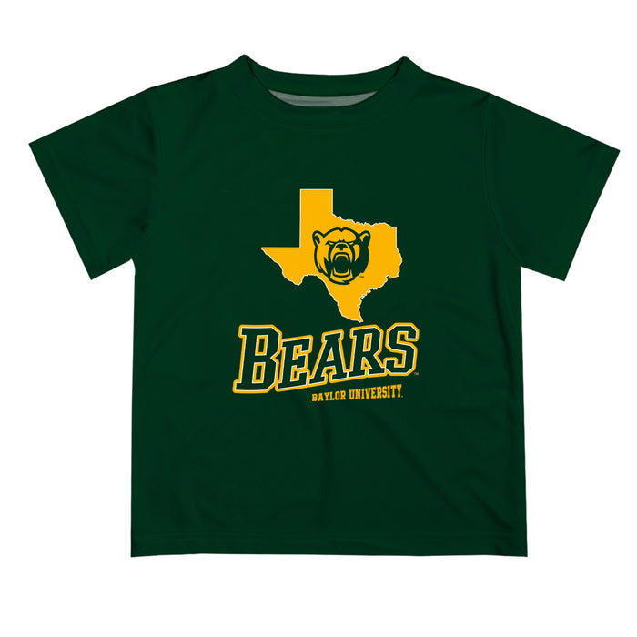 Baylor Bears Vive La Fete State Map Green Short Sleeve Tee Shirt