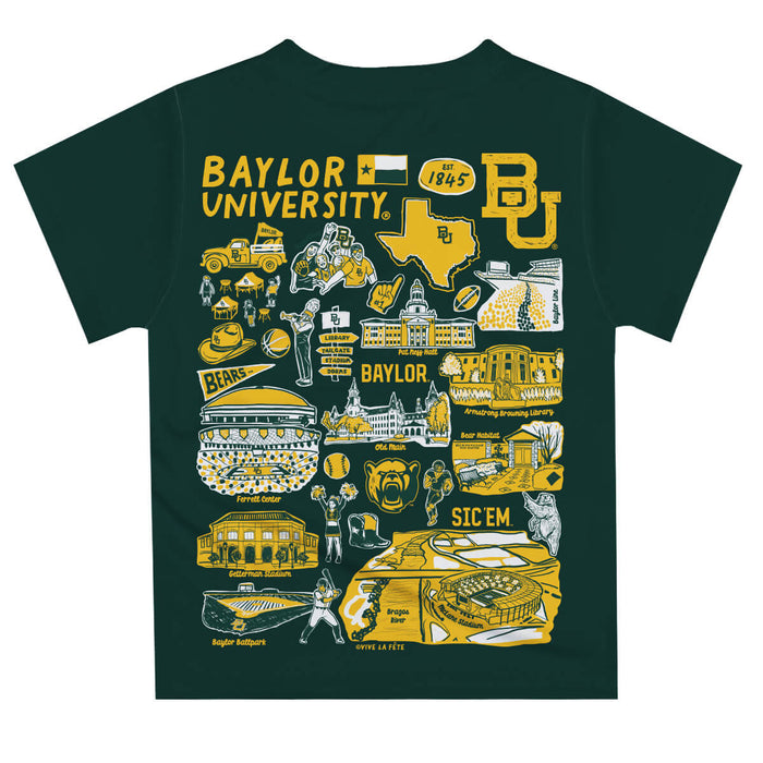 Baylor Bears Hand Sketched Vive La Fete Impressions Artwork Boys Gold Short Sleeve Tee Shirt - Vive La Fête - Online Apparel Store