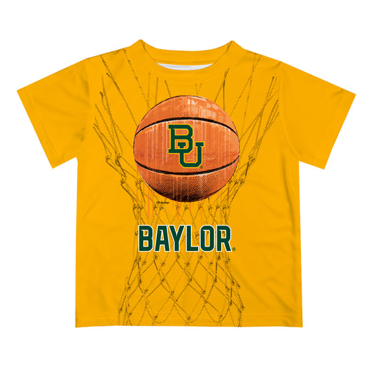 Baylor Bears Original Dripping Basketball Gold T-Shirt by Vive La Fete