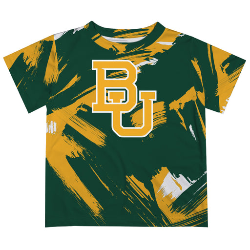 Baylor Bears Vive La Fete Boys Game Day Green Short Sleeve Tee Paint Brush