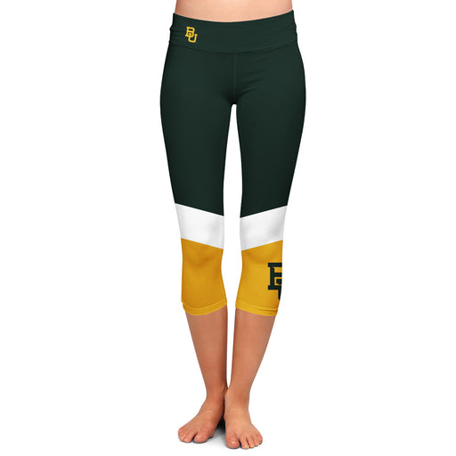 Baylor Bears Vive La Fete Game Day Collegiate Ankle Color Block Women Green Gold Capri Leggings