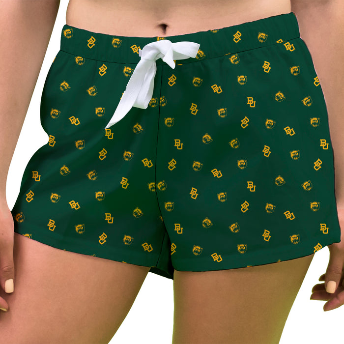 Baylor Bears Vive La Fete Game Day Collegiate All Over Logo Green Women Launge Shorts